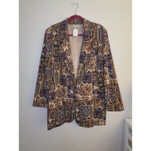 G. DINAN WOMENS OVERSIZE VINTAGE ART TO WEAR TWO POCKET LIGHT BLAZER USA RARE 16